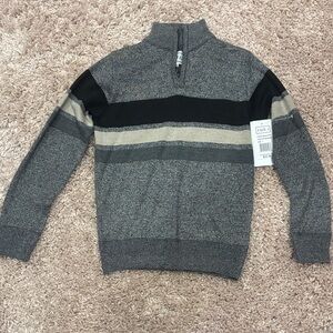 Boys NEW Gray and Black Zip-Up Sweater